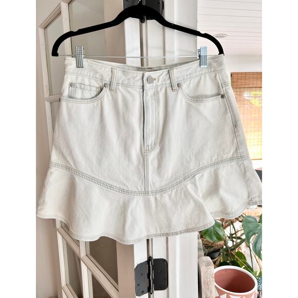 La Vie by Rebecca Taylor 80's Inspired Ruffle Denim Skirt - Picture 1 of 6
